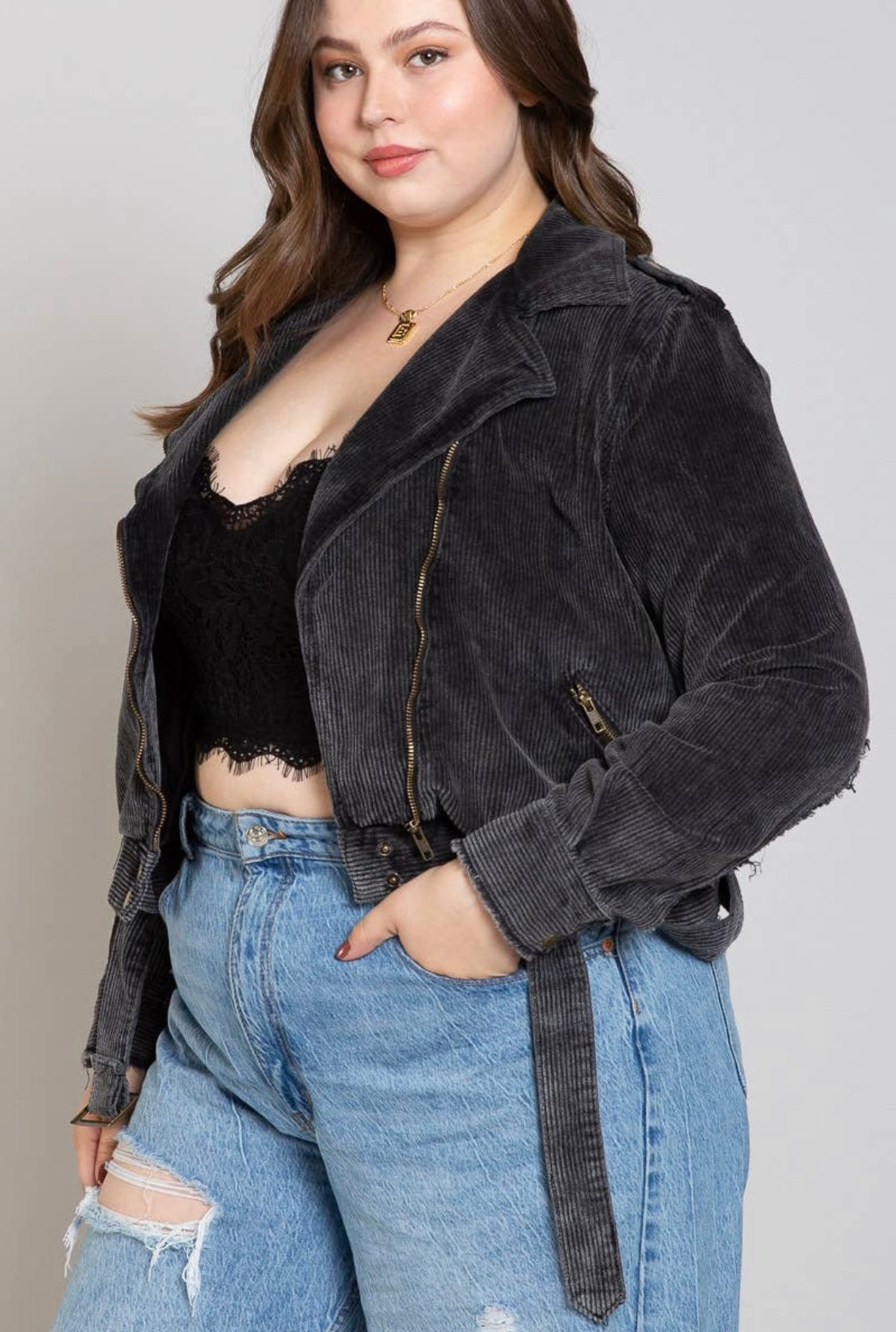 Dita Cords Moto Jacket - CACTI & CAMO