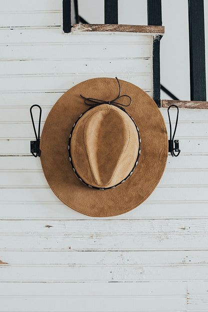 Suede Rancher Hat with Leather Tie Strap
