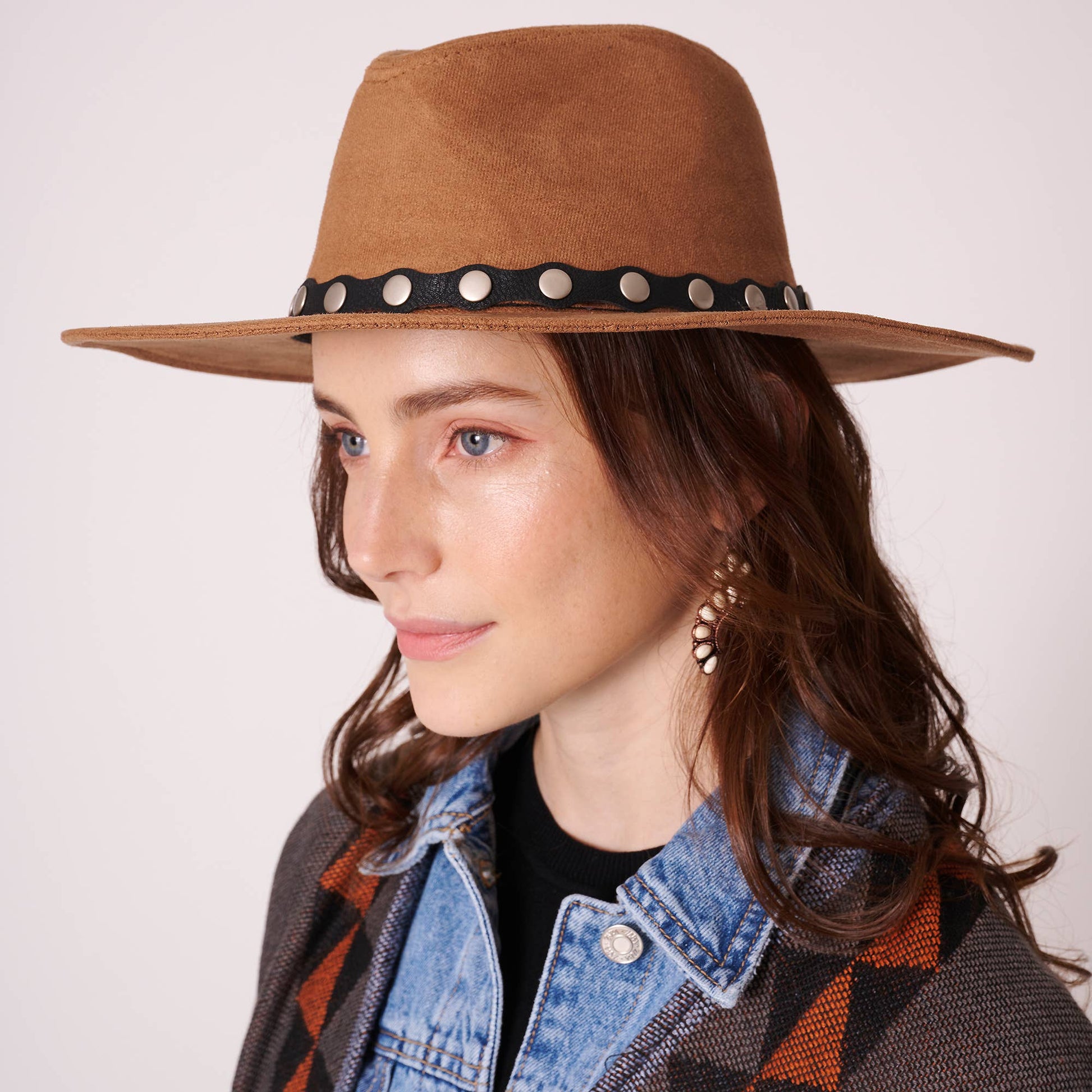 Suede Rancher Hat with Leather Tie Strap - CACTI & CAMO