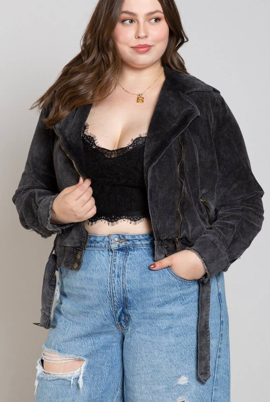 Dita Cords Moto Jacket - CACTI & CAMO