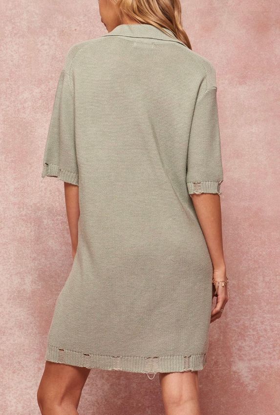 Evie Short-Sleeve Sweater Dress - CACTI & CAMO