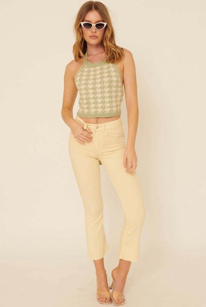 Seagrass Cropped Halter Sweater Top - CACTI & CAMO
